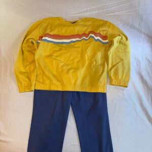 Patagonia Kids Yellow Sweatshirt with Stripes and Blue Pants Set